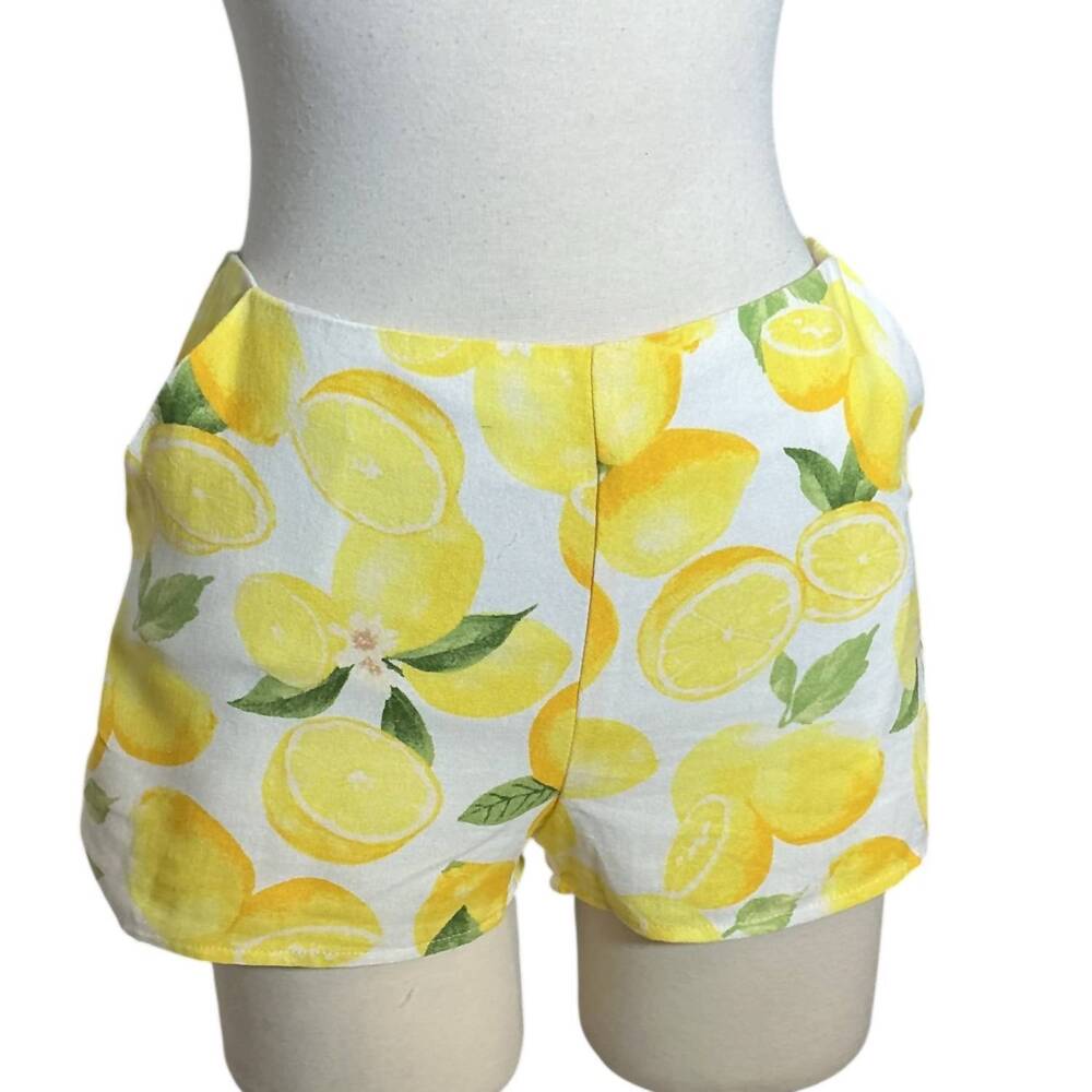 NEW LE LIS la sorrentina lemon cotton vest top with shorts two piece set in yell - Picture 5 of 6